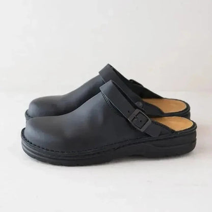 Comfortable men's genuine leather indoor shoes. Orthopedic support for daily foot pain relief.