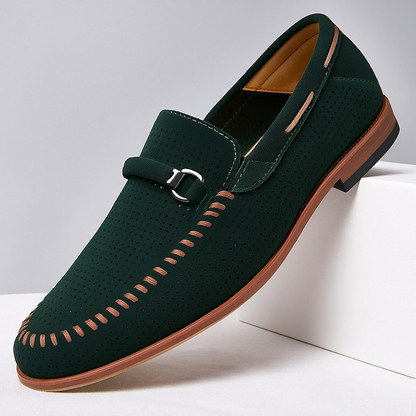 Versatile men's perforated loafers, slip-on style, great for any occasion.