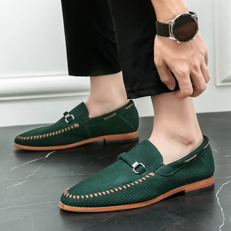 Foot comfort men's perforated loafers, versatile & stylish for casual outfits.
