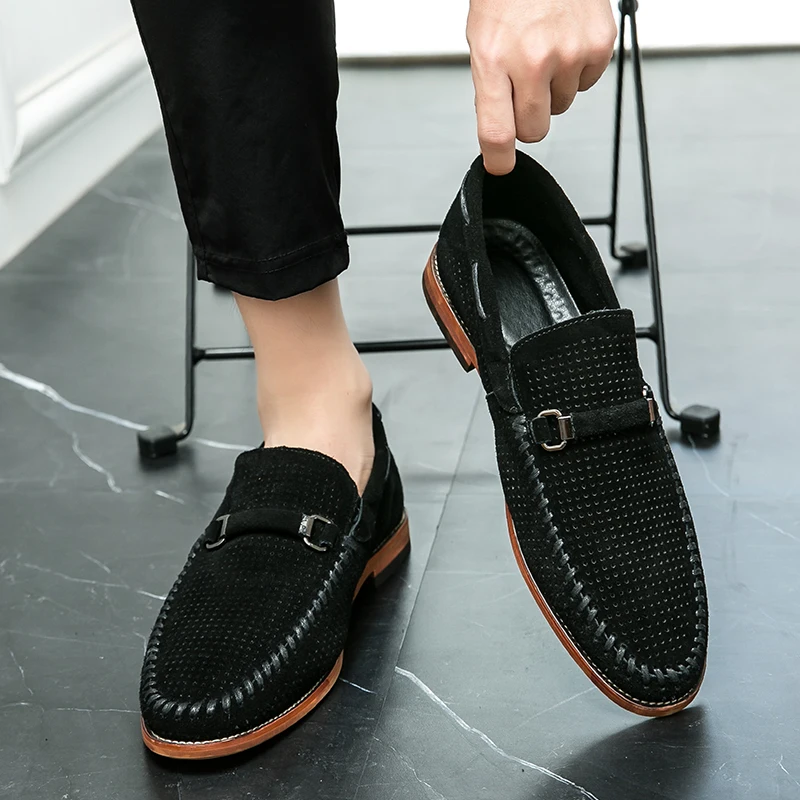 Everyday tan men's perforated loafers, slip-on, perfect blend of style & comfort.
