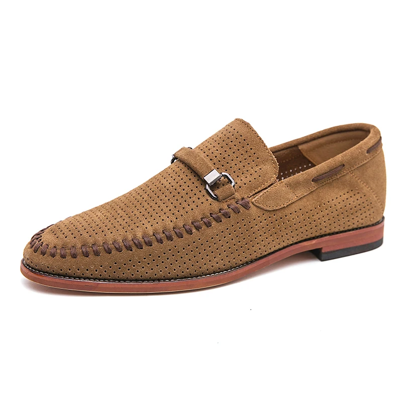 Foot comfort men's black loafers, perforated, offering breathable everyday wear.
