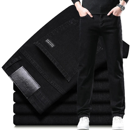 Gray men's straight-leg denim jeans with a comfortable stretch fit. Ideal for casual and modern styles.