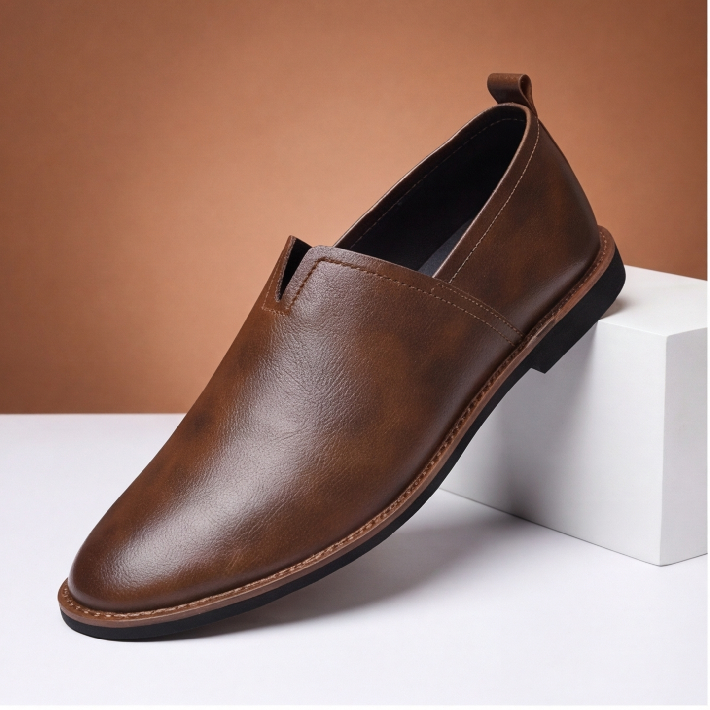 Men's black slip-on comfort loafers for everyday wear and versatile style.