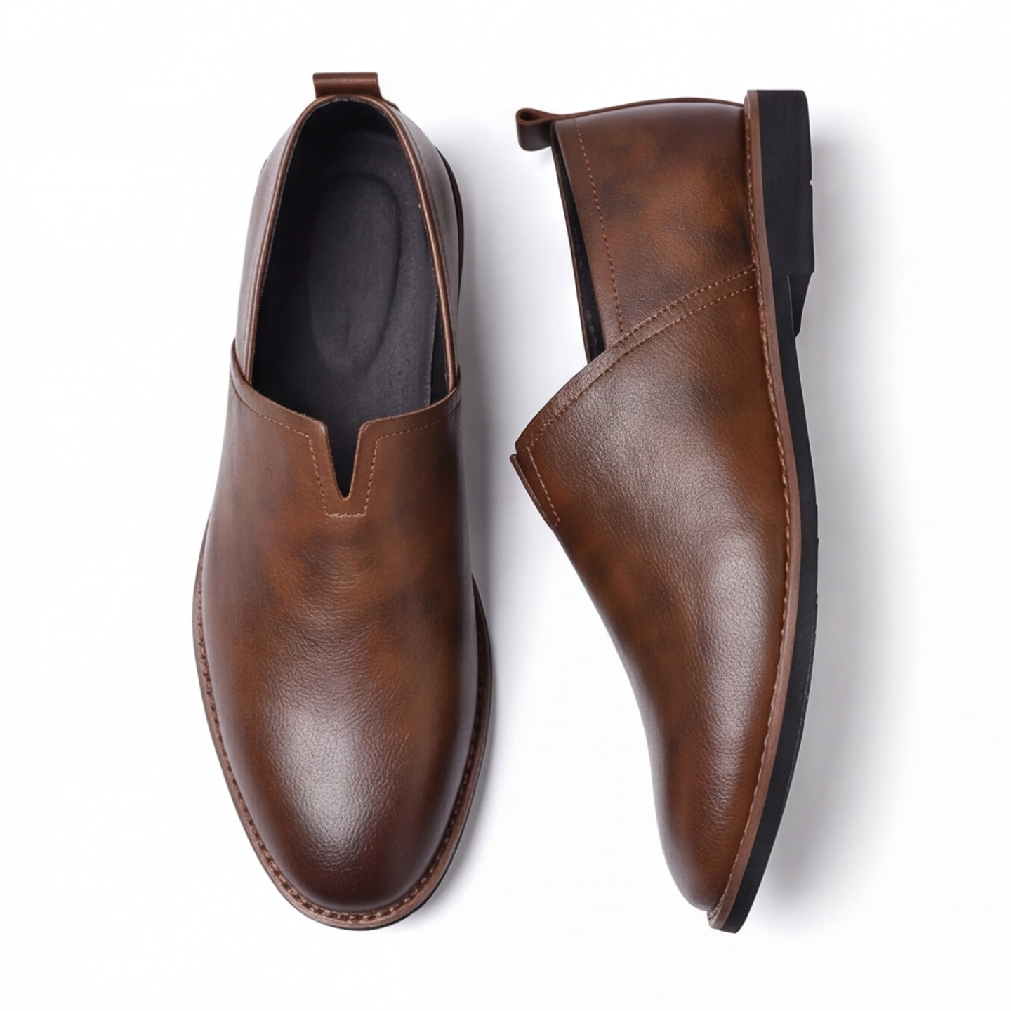 Smart casual men's slip-on loafers, combining comfort with a refined dress shoe style.