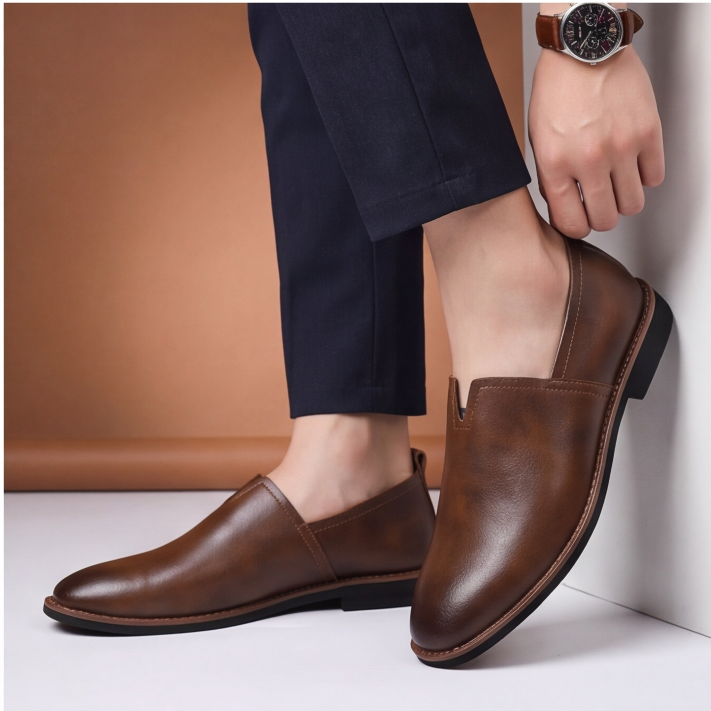 Men's formal comfort loafers, sleek design for business meetings and special occasions.