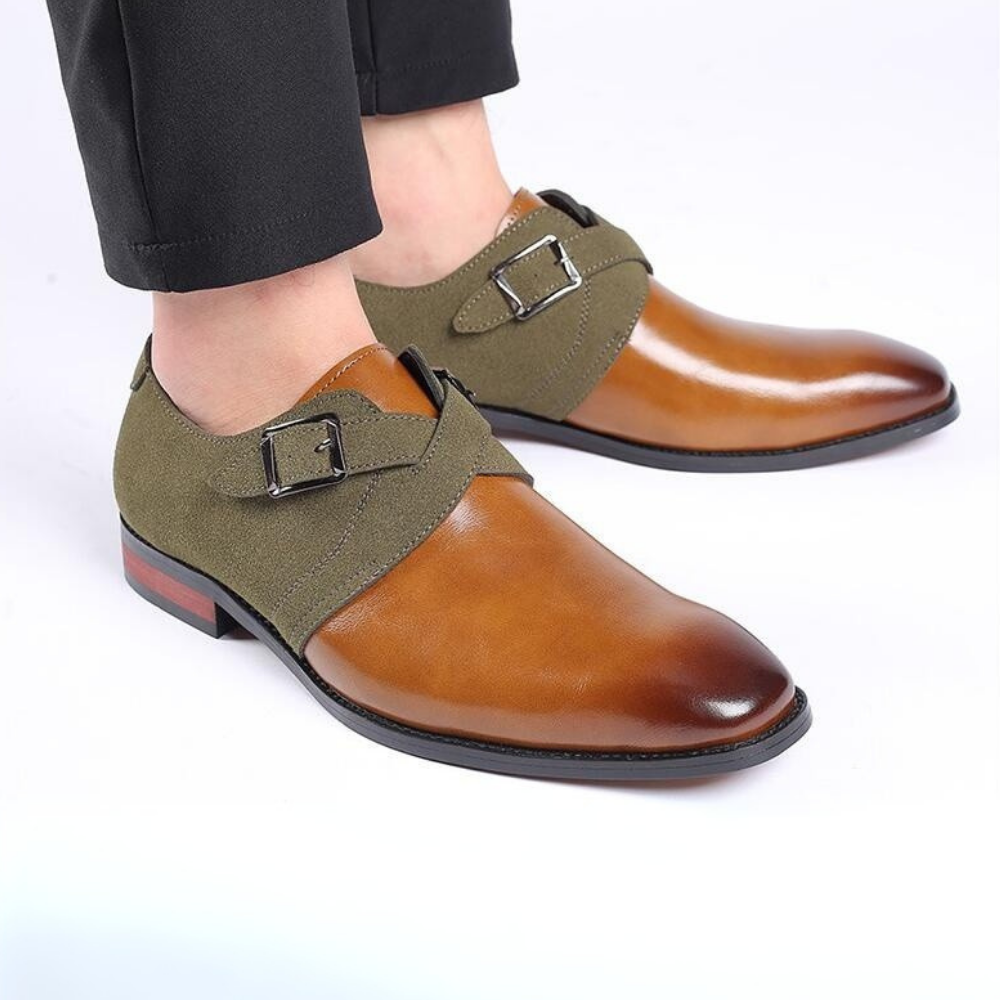 Comfortable men's slip-on Derby dress shoes. Polished design for business, formal, or smart casual outfits.