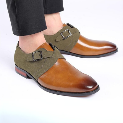 Comfortable men's slip-on Derby dress shoes. Polished design for business, formal, or smart casual outfits.