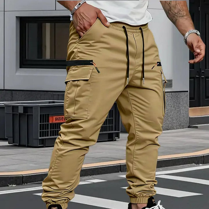 Stylish men's tapered fit cargo jogger pants, perfect for modern streetwear, casual outings, and comfortable utility.