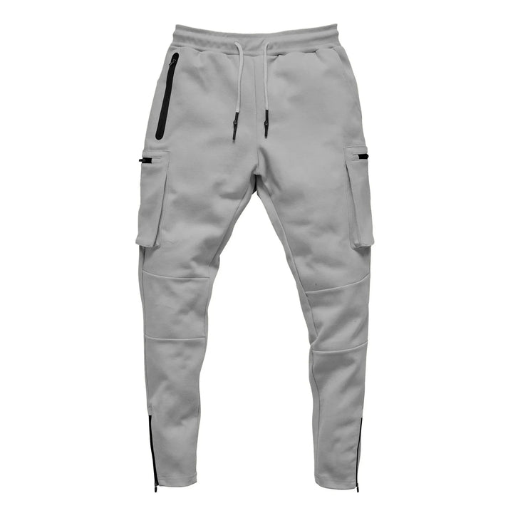 Blue men's active joggers, tactical design, flexible for training, gym & daily wear.