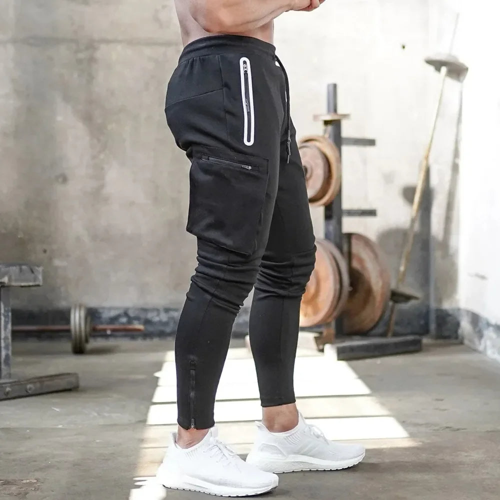 Lightweight men's training joggers, tactical cargo design, great for gym & athletic performance.