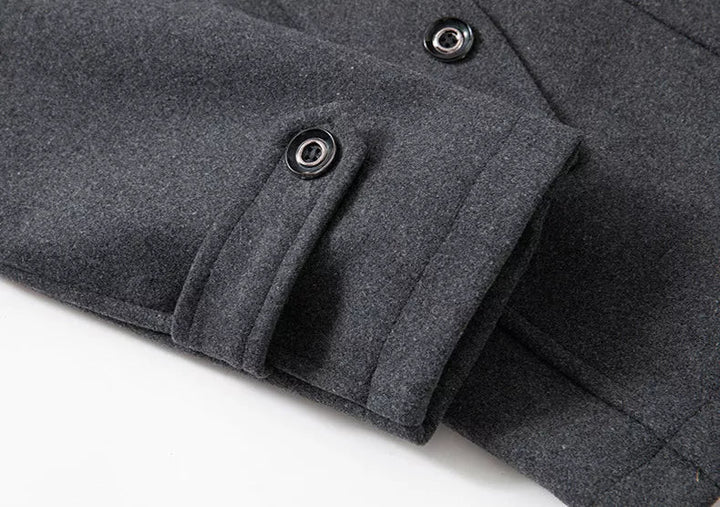 AW men's black tailored military jacket, stylish and smart outerwear for distinguished looks.
