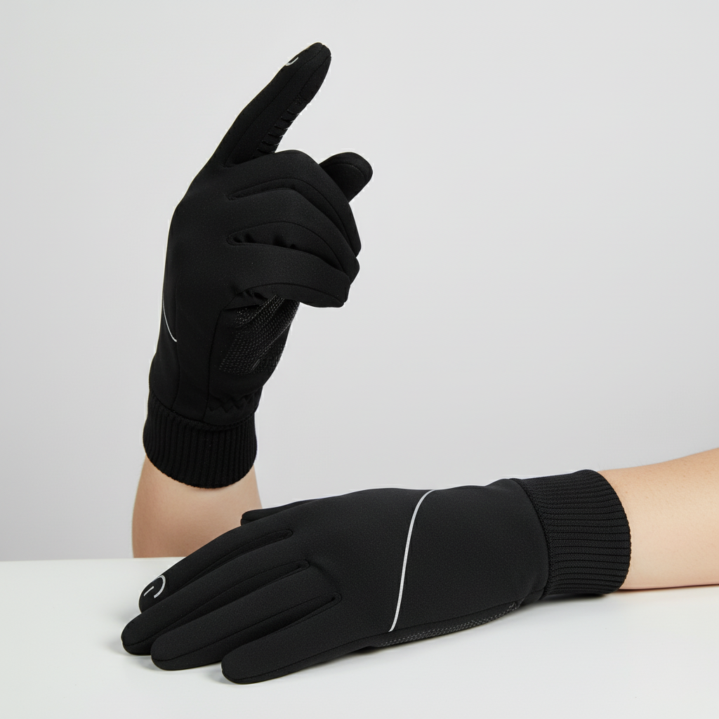 Warm men's winter gloves with touchscreen fingers, ideal for outdoor gear & cold weather. Insulated & comfortable.