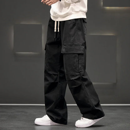 Close-up of large side cargo pockets on functional men's utility pants, ideal for carrying essentials.