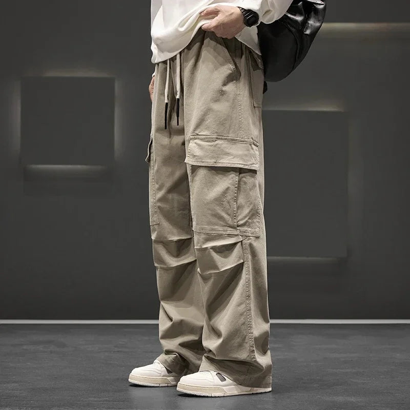 Stylish men's casual cargo pants in khaki, perfect for everyday wear, combining comfort with a modern utility look.
