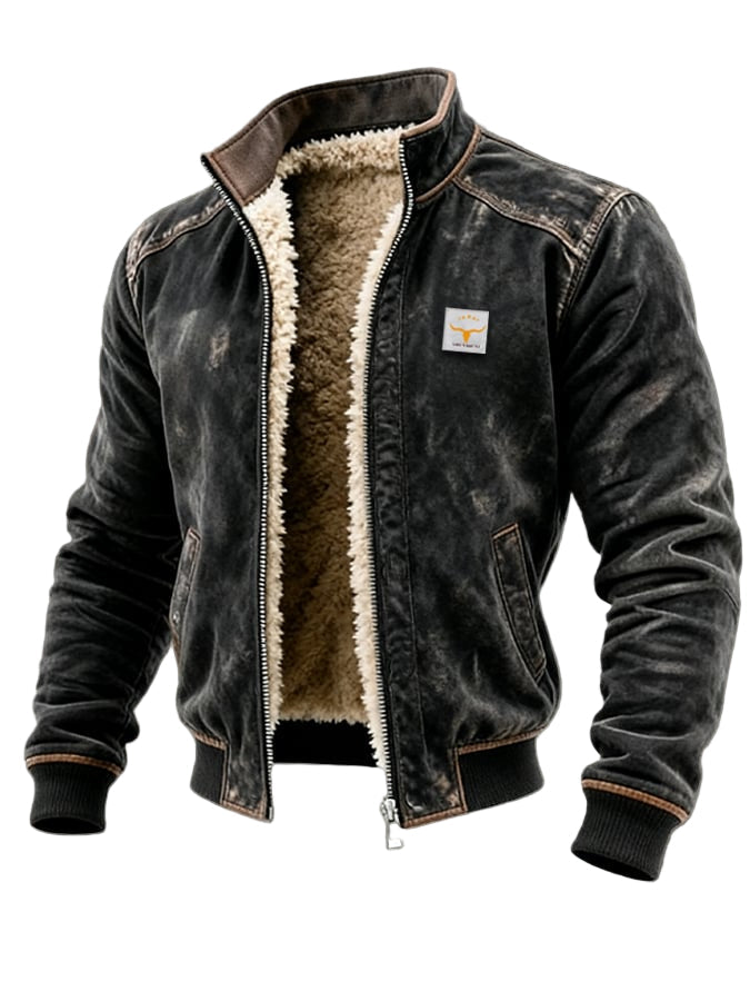 Brown men's vintage thermal coat, rugged style & durable winter outerwear. Ideal for cold weather and everyday fashion.