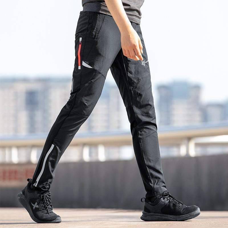 Men's black waterproof cycling tactical pants, ideal for outdoor sports & activewear, shown from the front.