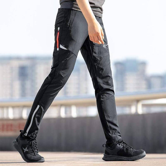 Men's black waterproof cycling tactical pants, ideal for outdoor sports & activewear, shown from the front.