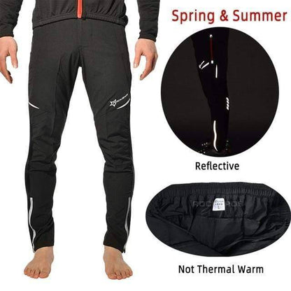 Men's dark blue cycling tactical pants modeled in an outdoor setting, showcasing their sportswear and hiking utility.