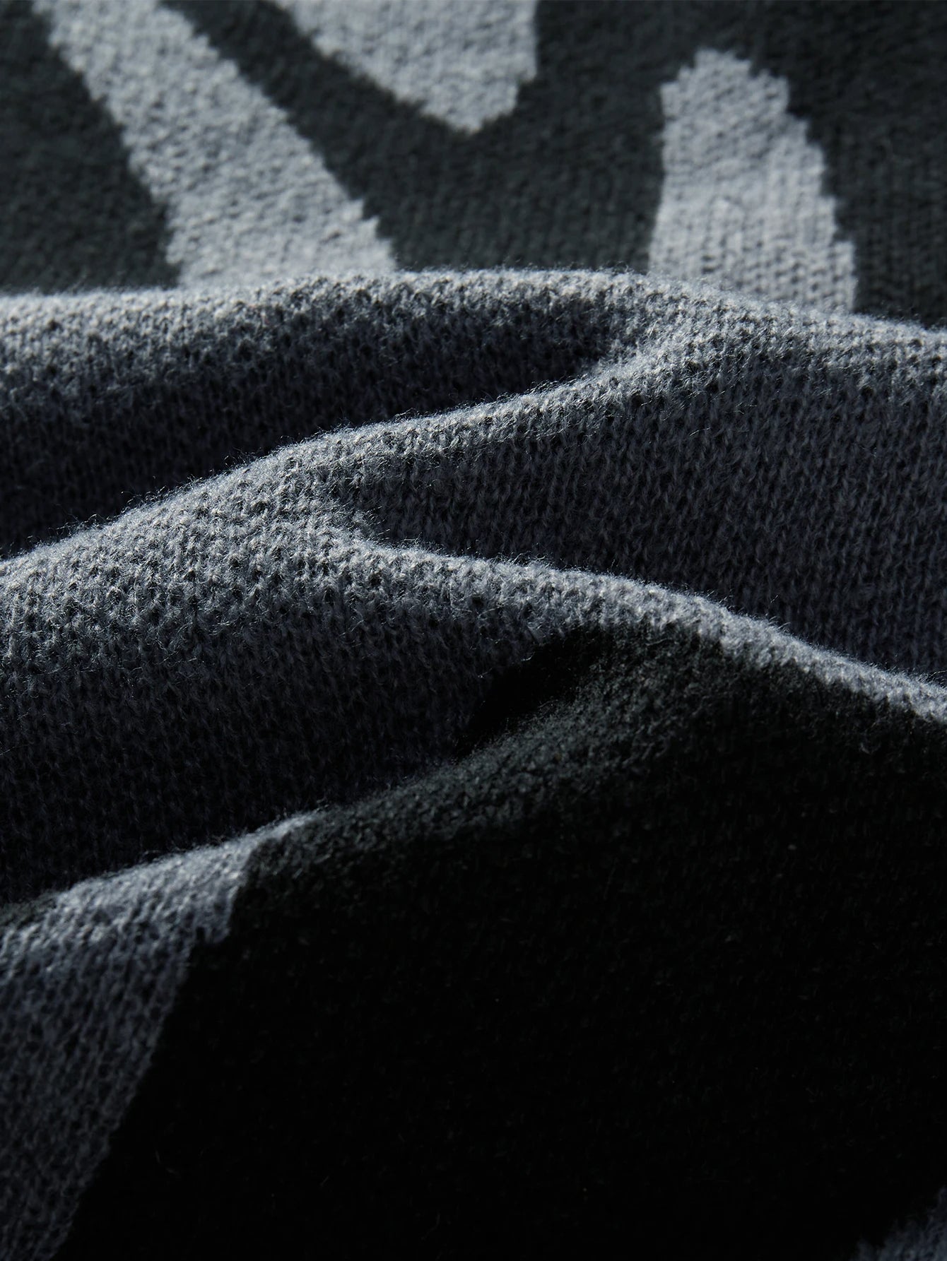 Modern men's abstract crew neck sweater, oversized fit, perfect for casual fall & winter layering.