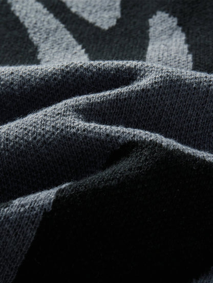 Modern men's abstract crew neck sweater, oversized fit, perfect for casual fall & winter layering.