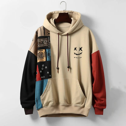 Men's bold contrast hoodie, perfect for casual street style. Comfortable relaxed fit pullover.