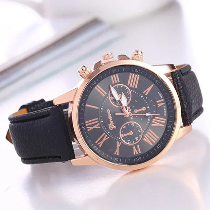 Men's versatile gold watch with chronograph function and distinct Roman numerals, a must-have accessory.