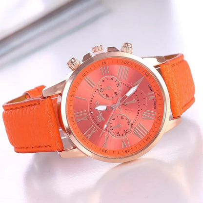 Front view of a men's bold gold chronograph watch, emphasizing its intricate dial and sturdy construction.