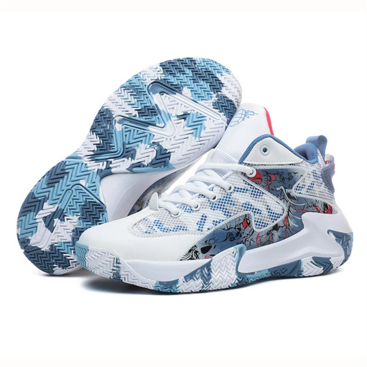 Men's bold graphic sports footwear, court-ready, providing impact protection and high-level performance.