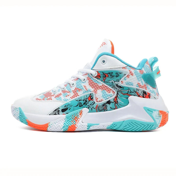 Men's graphic high-top basketball trainers, built for intense court action, superior grip & support.