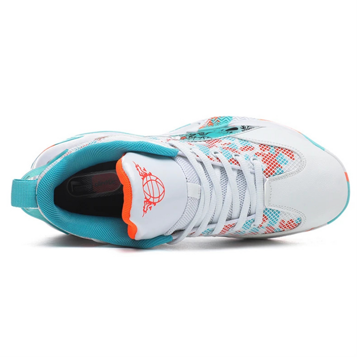 High-performance men's basketball shoes, graphic print, designed for optimal court traction & impact protection.