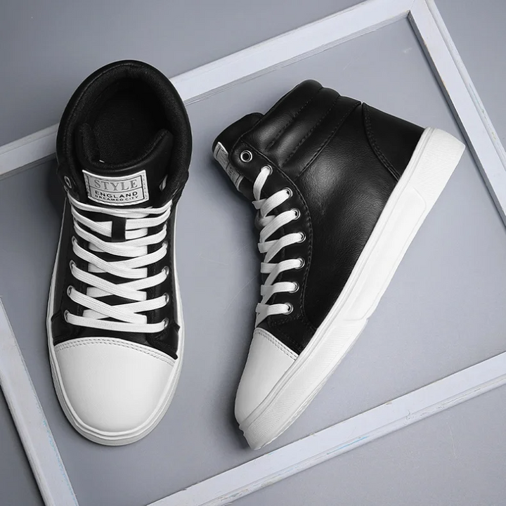 Stylish men's high-top athletic shoes, durable and comfortable for urban adventures.
