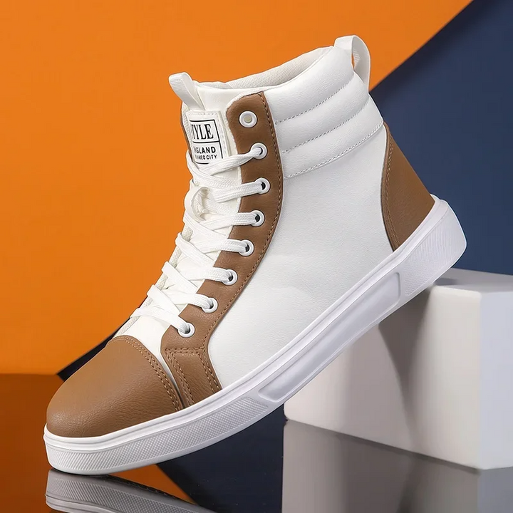 Men's bold high-top sneakers for dynamic street fashion, featuring comfort and durability.