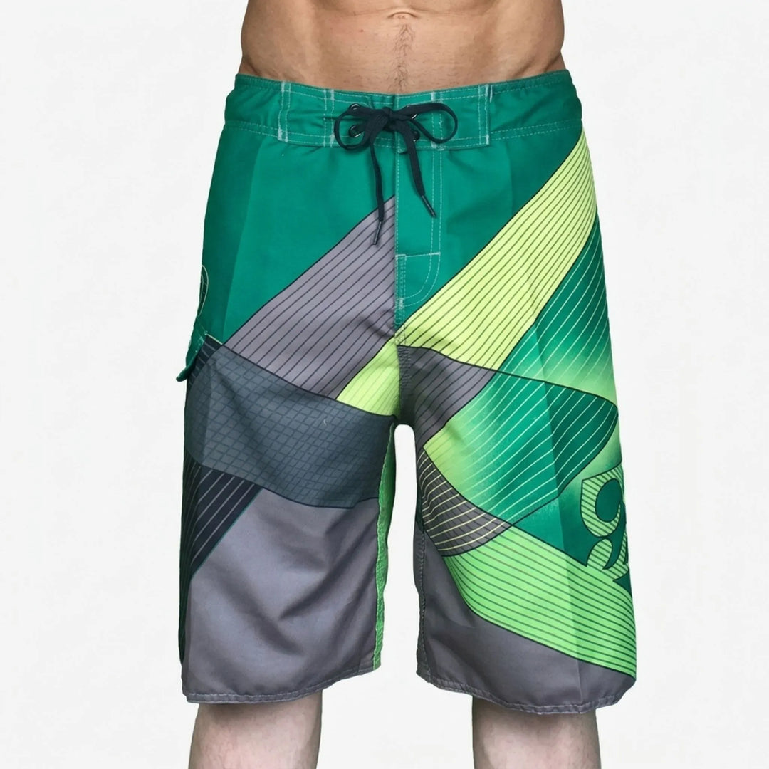 Men's printed quick-dry swim trunks, perfect for surfing, swimming, or lounging in summer.
