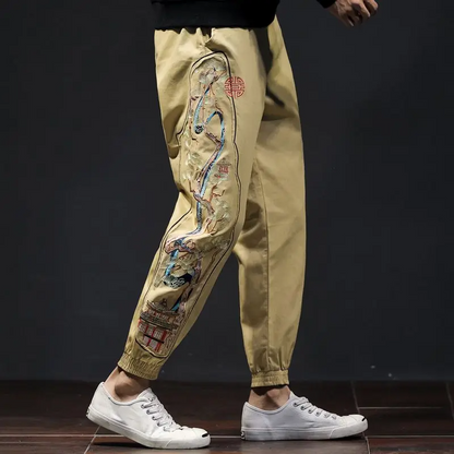 Men's Bonsai embroidered joggers offering premium comfort & unique design. A must-have for stylish urban apparel.
