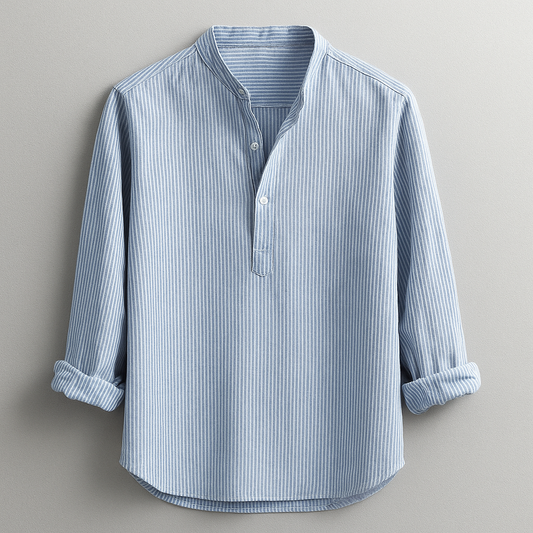 Men's Bradley Henley long sleeve shirt in a tailored fit. Comfortable and versatile for everyday casual wear.