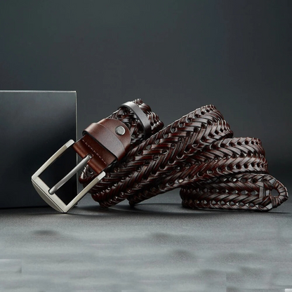 Comfortable and durable men's braided cowhide leather belt, ensuring a perfect fit for all-day wear.