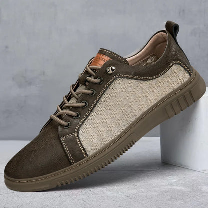 Casual men's lace-up footwear, breathable mesh for summer comfort & everyday wear.