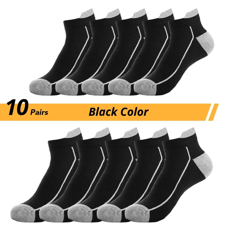 Men's value pack sports socks. 10 pairs of breathable, odor-resistant, anti-slip bamboo socks.