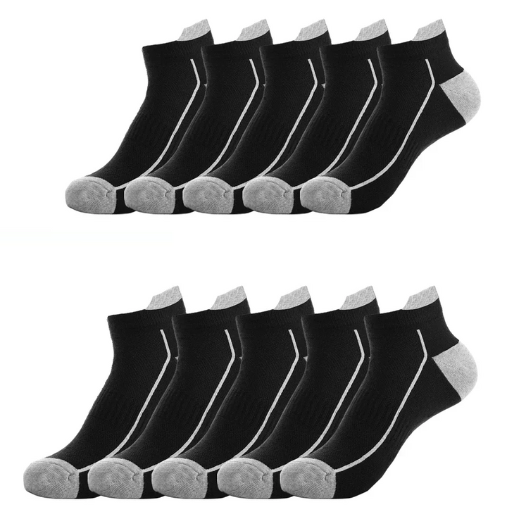 Active men's anti-slip socks. 10-pack breathable bamboo for sports and everyday activities.