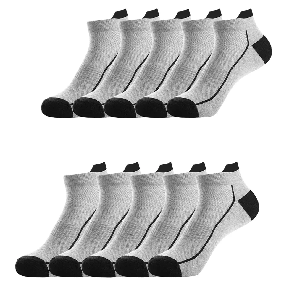 Superior comfort men's socks. 10 pairs breathable bamboo sports socks with anti-slip feature.
