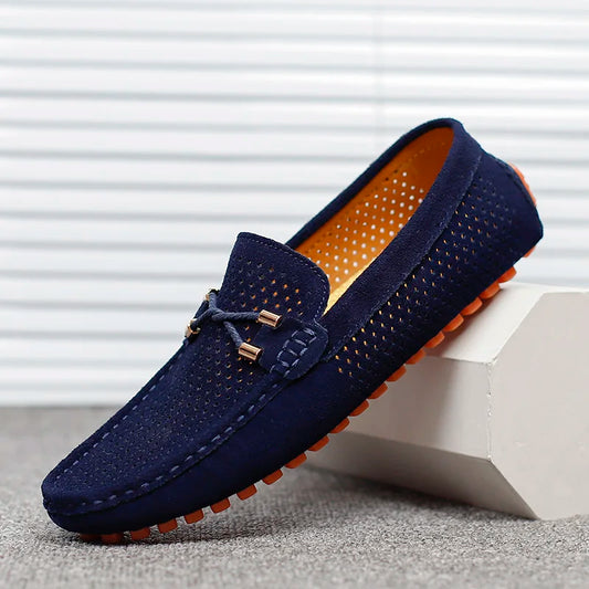 Men's breathable leather slip-on shoes for all-day comfort. Perfect casual walking loafers.