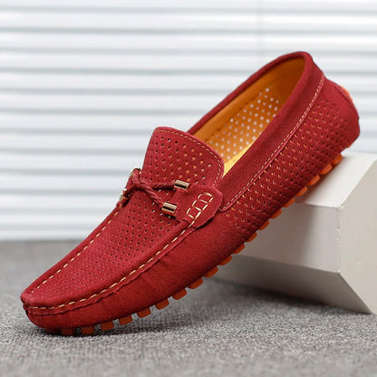 Versatile men's leather slip-on shoes. Breathable design for all-day comfort, walking, and casual style.