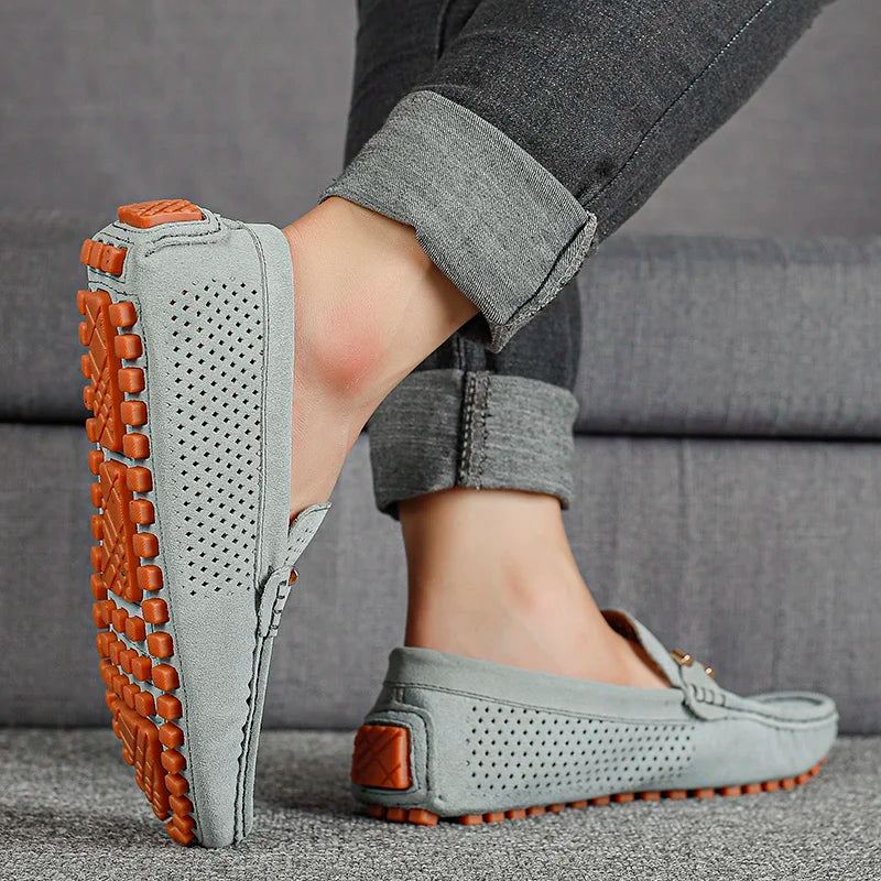 Breathable, perforated leather slip-on shoes for men. Designed for ultimate all-day comfort & casual look.