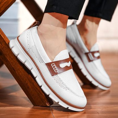 Black men's orthopedic loafers, made with breathable mesh for ultimate casual comfort.