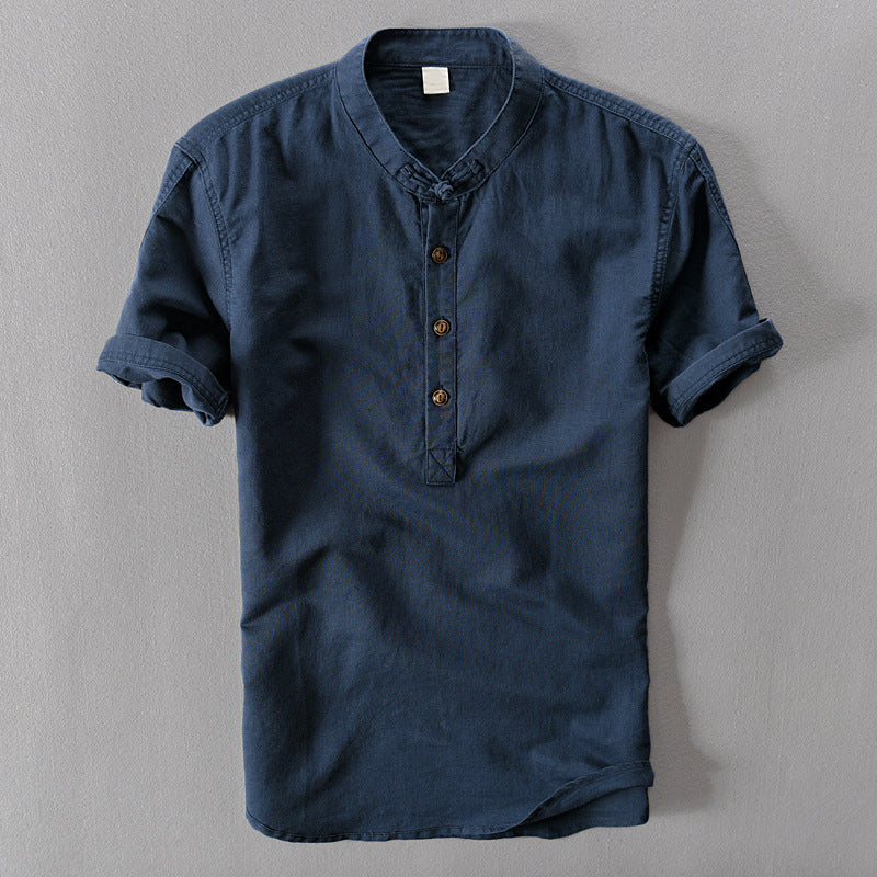 Breathable men's short sleeve summer shirt, ideal lightweight top for warm weather comfort and style.