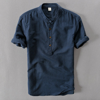 Breathable men's short sleeve summer shirt, ideal lightweight top for warm weather comfort and style.