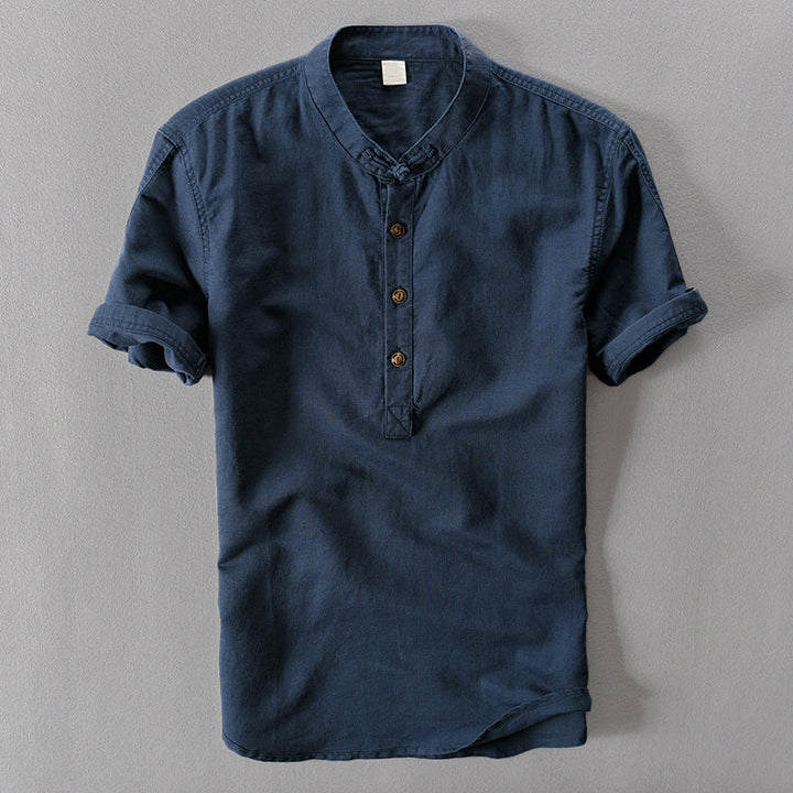 Breathable men's short sleeve summer shirt, ideal lightweight top for warm weather comfort and style.