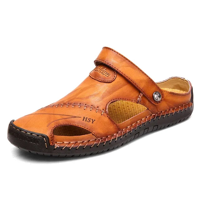 Men's casual closed-toe sandals, breathable upper and non-slip sole.
