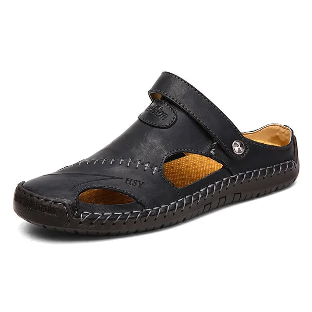 Slip-on men's summer sandals, cushioned for maximum comfort during daily activities.