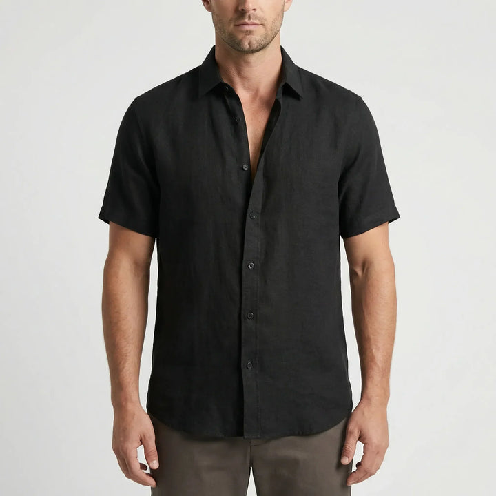 Vacation-ready men's breezy short-sleeve shirt, a relaxed casual button-up for summer style.